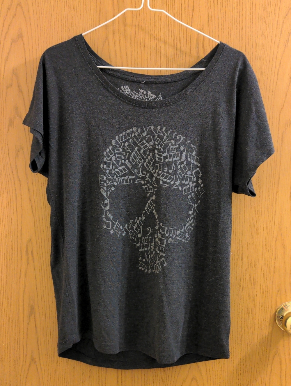 Charcoal Grey Music Skull Graphic Women's Tee